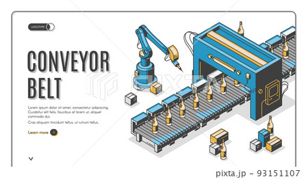 Conveyor belt web banner, robot hands pack bottles Conveyor belt web banner, robot hands pack bottles 93151107