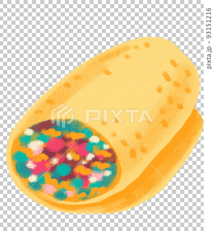 Burrito mexican food cartoon doodle pastel style illustration 93151216