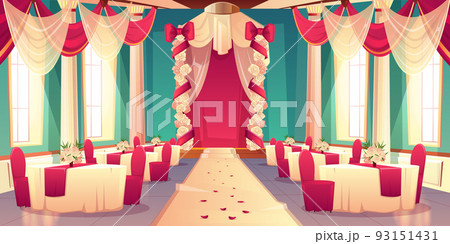 Banquet hall ready for wedding ceremony vector 93151431