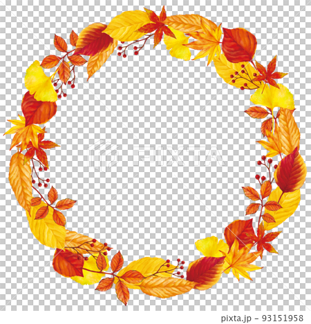 Bright autumn leaves wreath frame Bright autumn leaves wreath frame 93151958