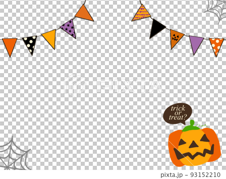 ハロウィンモチーフのカラフルな背景　フレーム　横 93152210