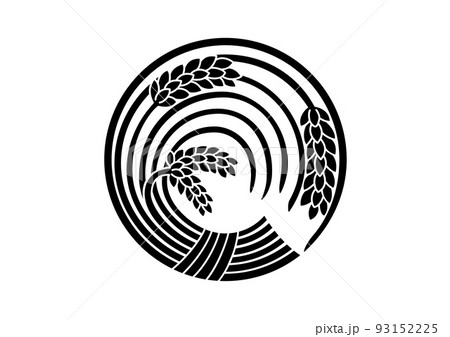 右一つ稲の丸 家紋 右一つ稲の丸 家紋 93152225