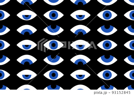 Bauhaus eye seamless pattern. Minimal geometric design of the 20s. Abstract vector template with elements of primitive forms. Modern hipster style. Bauhaus eye seamless pattern. Minimal geometric design of the 20s. Abstract vector template with elements of primitive forms. Modern hipster style. 93152845