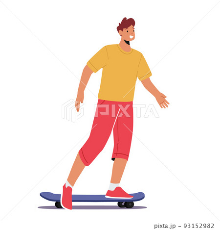 Teenager Boy Riding Skate Board. Urban Culture and Outdoor Activity, Skateboarding Extreme Sport, Man in Skate Park Teenager Boy Riding Skate Board. Urban Culture and Outdoor Activity, Skateboarding Extreme Sport, Man in Skate Park 93152982
