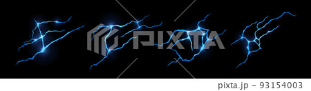 Magic glow in ground cracks, blue glowing texture 93154003