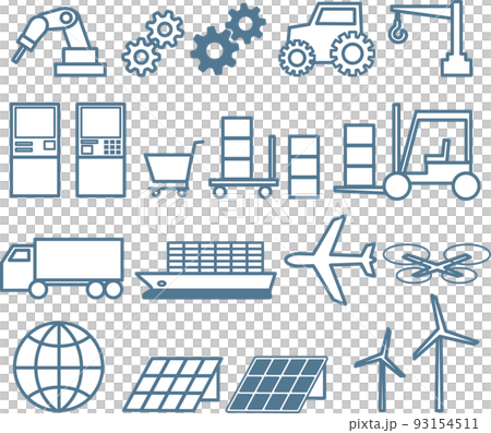 Simple icon set related to industry and logistics 93154511