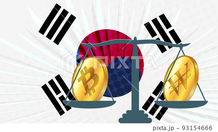 Gold Coin Of Bitcoin BTC And Republic Of Korea...のイラスト素材 [93154666] - PIXTA