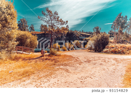 Infrared photo of a landscape with ground, trees and sky Infrared photo of a landscape with ground, trees and sky 93154829