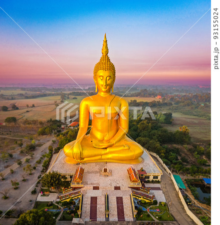 Big Buddha during sunset at Wat Muang in Ang Thong, Thailand Big Buddha during sunset at Wat Muang in Ang Thong, Thailand 93155024