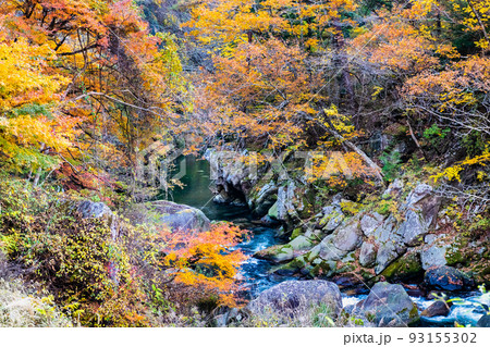 山梨県 紅葉に染まる昇仙峡 93155302