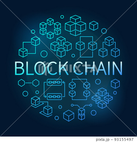 Block Chain vector round blue outline bright illustration Block Chain vector round blue outline bright illustration 93155497