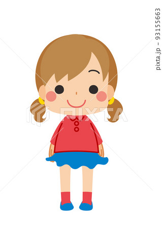 可愛い小さな女の子のイラスト　白背景　クリップアート　全身　人物　ベクター 93155663