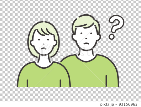 若い男女のカップル　疑問の表情 93156962