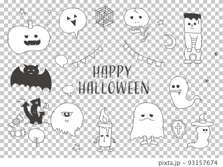 ハロウィン イラストセット 手描き・ベクターのイラスト素材