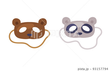 Carnival photo booth party objects set. Bear masks cartoon vector illustration Carnival photo booth party objects set. Bear masks cartoon vector illustration 93157794