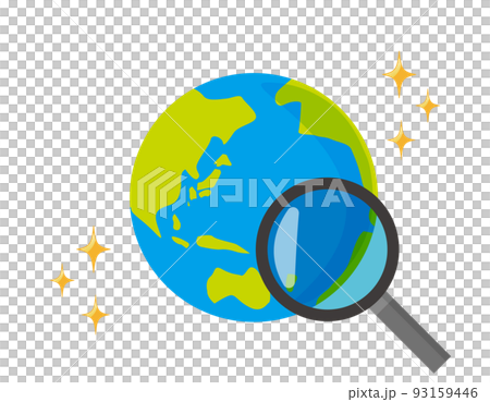 地球和放大鏡放大鏡圖標的矢量圖解 地球和放大鏡放大鏡圖標的矢量圖解 93159446