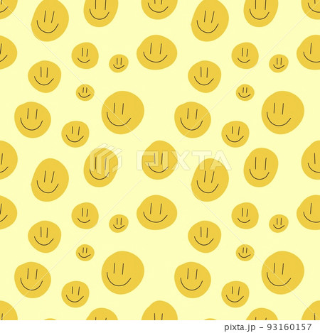 world smile day. cute smiling faces seamless pattern illustration, yellow round shapes circles on yellow background world smile day. cute smiling faces seamless pattern illustration, yellow round shapes circles on yellow background 93160157
