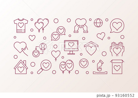 Charity and Donation vector outline illustration Charity and Donation vector outline illustration 93160552