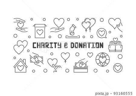 Charity and Donation vector concept outline banner Charity and Donation vector concept outline banner 93160555