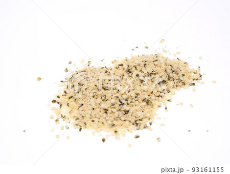 Hemp seeds isolated on white background. high amgle view with copy space 93161155