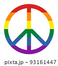 Peace symbol with pride flag colors isolated on white background. Vector illustration 93161447