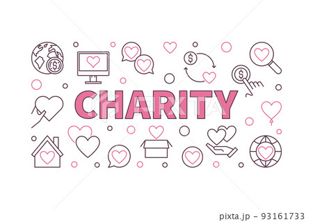 Charity vector concept horizontal illustration or banner 93161733