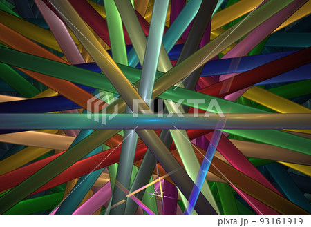 Geometry pattern. Random pipes. Glossy surface. Design template for flyers, 93161919