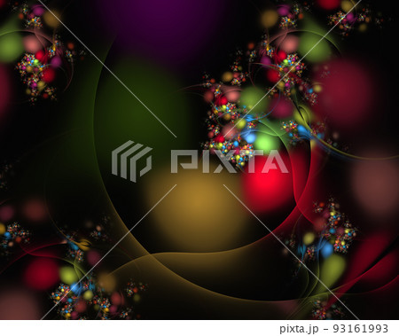 Abstract intricate fractal layer background made out of detailed interconnected glowing curves, balls and wavy arches 93161993