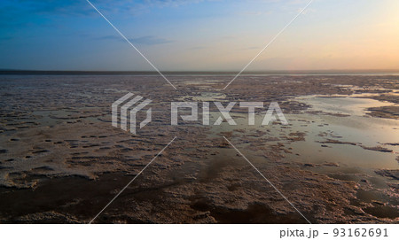 Salt Lake Karum aka Lake Assale or Asale at sunset , Danakil Afar Ethiopia Salt Lake Karum aka Lake Assale or Asale at sunset , Danakil Afar Ethiopia 93162691