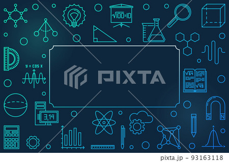 STEM blue horizontal frame. Vector outline concept illustration 93163118