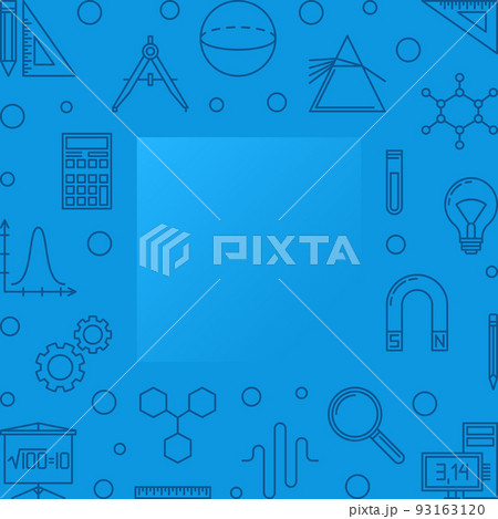 STEM learning blue square frame. Vector outline illustration STEM learning blue square frame. Vector outline illustration 93163120