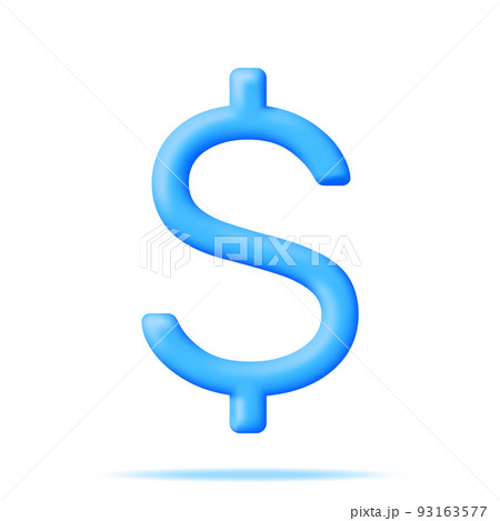 3D USA Dollar Symbol Isolated on White. 93163577