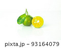 Fresh organic Calamansi lime on white background. 93164079