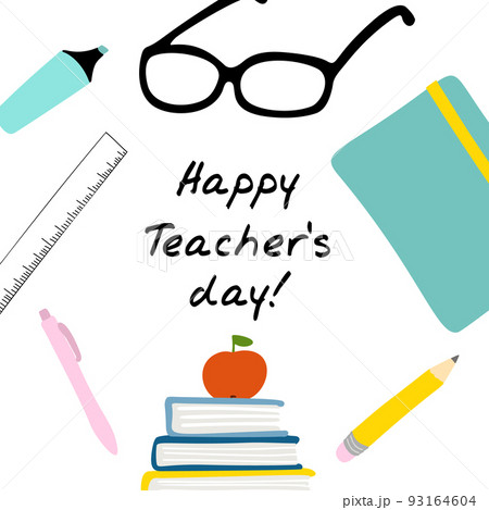 Happy teachers day illustration with school Happy teachers day illustration with school 93164604