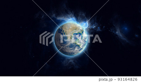 Planet Earth on space background. Elements of this image furnished by NASA. 93164826