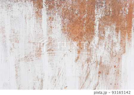 White paint abstract pattern on the surface of an old rusty metallic texture steel background rust brown 93165142