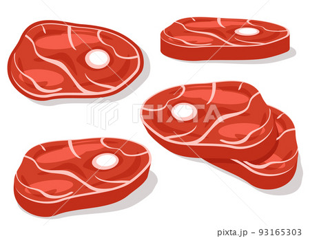 Meat steaks set close-up on a white background. Meat steaks set close-up on a white background. 93165303