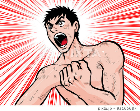 叫ぶ熱血土木作業員のイラストのイラスト素材