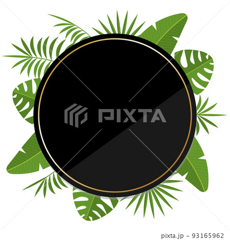 高級感のあるボタニカルと円形のフレーム ブラック&ゴールド 高級感のあるボタニカルと円形のフレーム ブラック&ゴールド 93165962