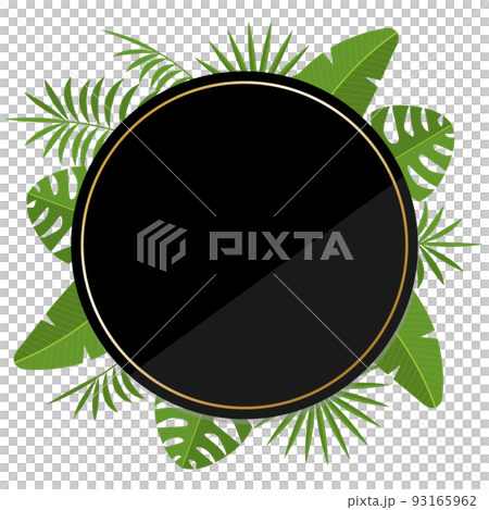 高級感のあるボタニカルと円形のフレーム ブラック&ゴールド 高級感のあるボタニカルと円形のフレーム ブラック&ゴールド 93165962