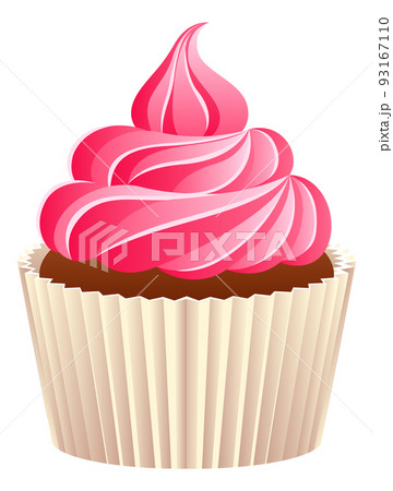 Pink cream swirl dessert. Sweet cupcake icon Pink cream swirl dessert. Sweet cupcake icon 93167110