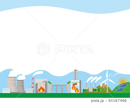様々な発電所のフレームイラスト 様々な発電所のフレームイラスト 93167466