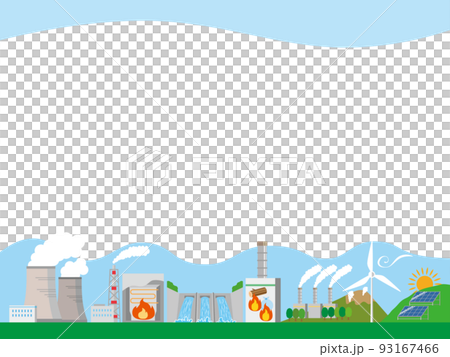 様々な発電所のフレームイラスト 様々な発電所のフレームイラスト 93167466