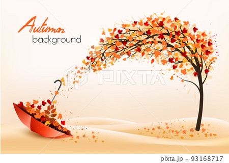 Hello A Gold Autumn. Autumn Landscape With... - 스톡일러스트 [93168717] - Pixta