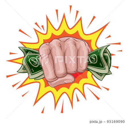 Money Cash Fist Hand Comic Pop Art Cartoon 93169090