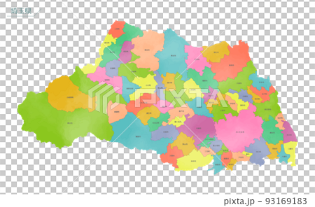 水彩風の地図 埼玉県 水彩風の地図 埼玉県 93169183