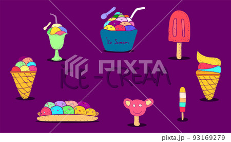 ice-cream flat colorful design vintage style. vector illustration eps10 93169279