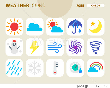 天気に関連するカラースタイルのアイコンセット_055 天気に関連するカラースタイルのアイコンセット_055 93170875