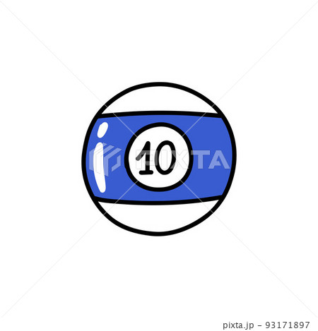 billiard ball 10 doodle icon, vector color line illustration billiard ball 10 doodle icon, vector color line illustration 93171897
