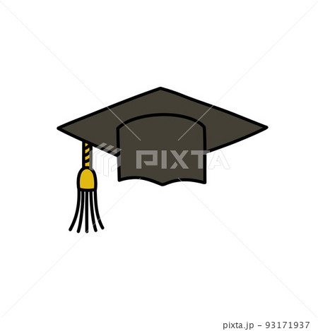 graduation cap doodle icon, vector color line illustration 93171937